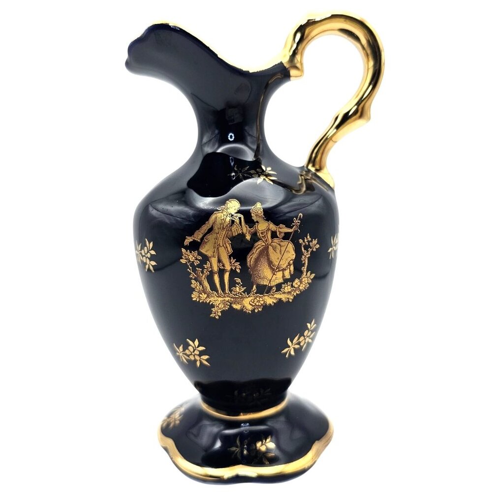 Porcelaine D'Art Limoges France Courting Couple Creamer Pitcher Bud Vase 6"